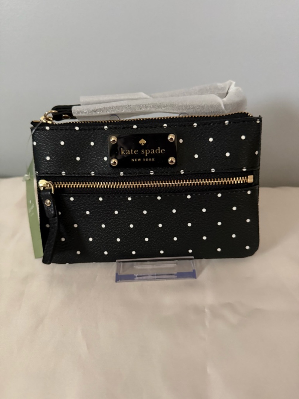 kate spade Bee Kennywood Black Polka Dot  Wristlet